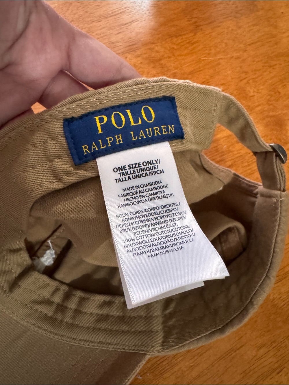 Polo by Ralph Lauren Taupe Cotton Baseball Cap with White Pony - Picture 3 of 3